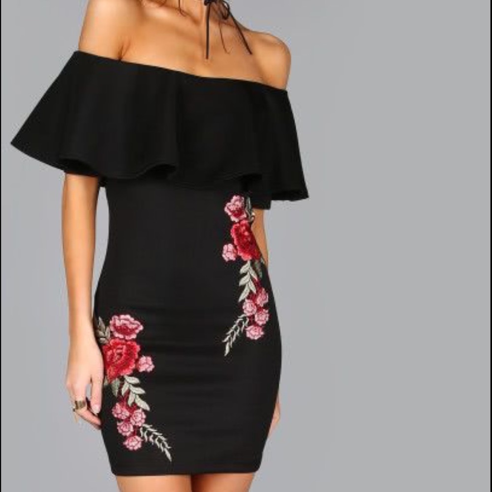 Off the shoulder embroidered dress NWOT
